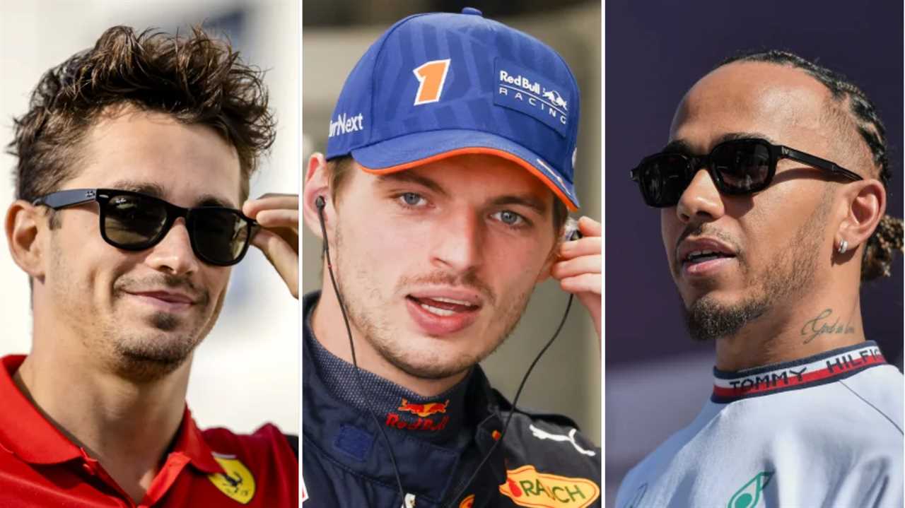 Charles Leclerc, Max Verstappen and Lewis Hamilton