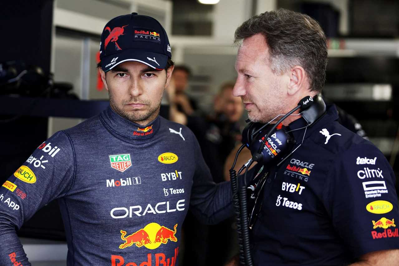 The Mexican (left) was ordered to concede his position to Max Verstappen in Barcelona