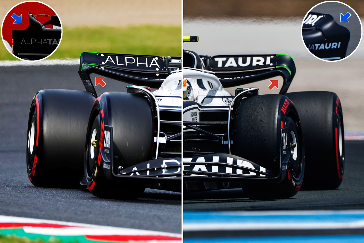 Alpha Tauri AT03 rear wing comparison (Japan-France)