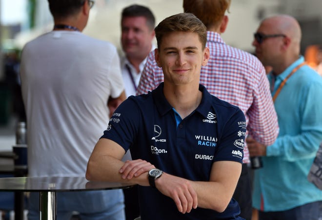 American driver Logan Sargeant at the Williams Racing paddock area at the Formula 1 Crypto.com Miami Grand Prix, Saturday, May 7, 2022 at Miami Gardens.