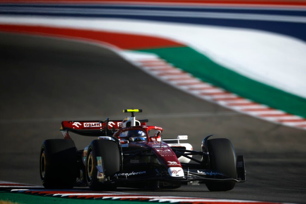 Zhou Guanyu driving at the US GP