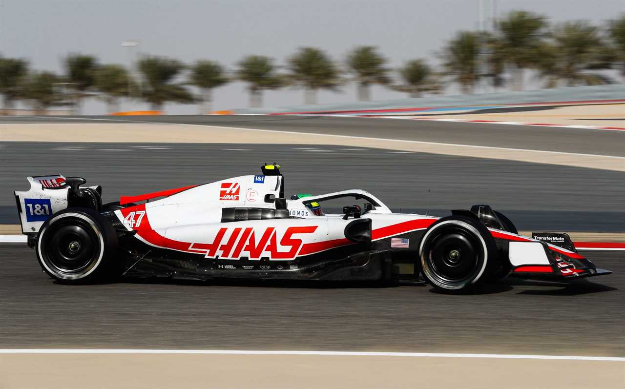 White 2022 Haas VF-22 on track