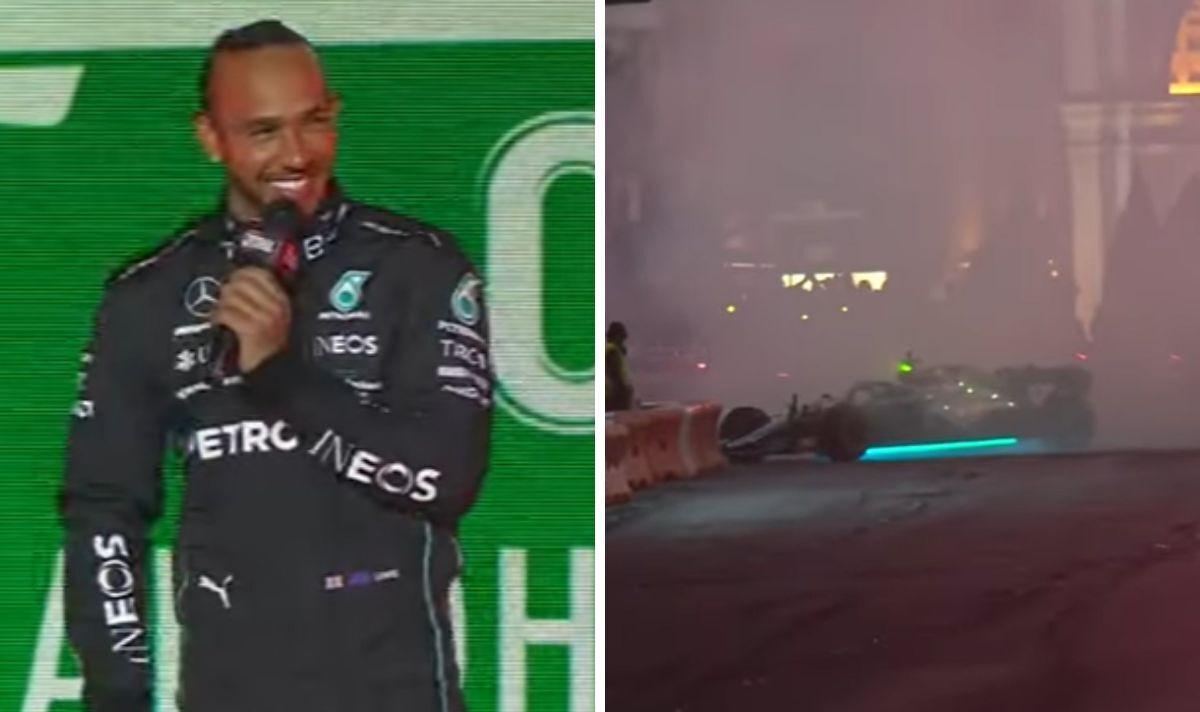 'Oh' Lewis Hamilton botches donut attempt at Las Vegas launch party and hits barrier |  F1 |  Sports