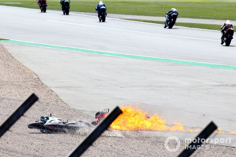Andrea Dovizioso, Ducati Team bike on fire
