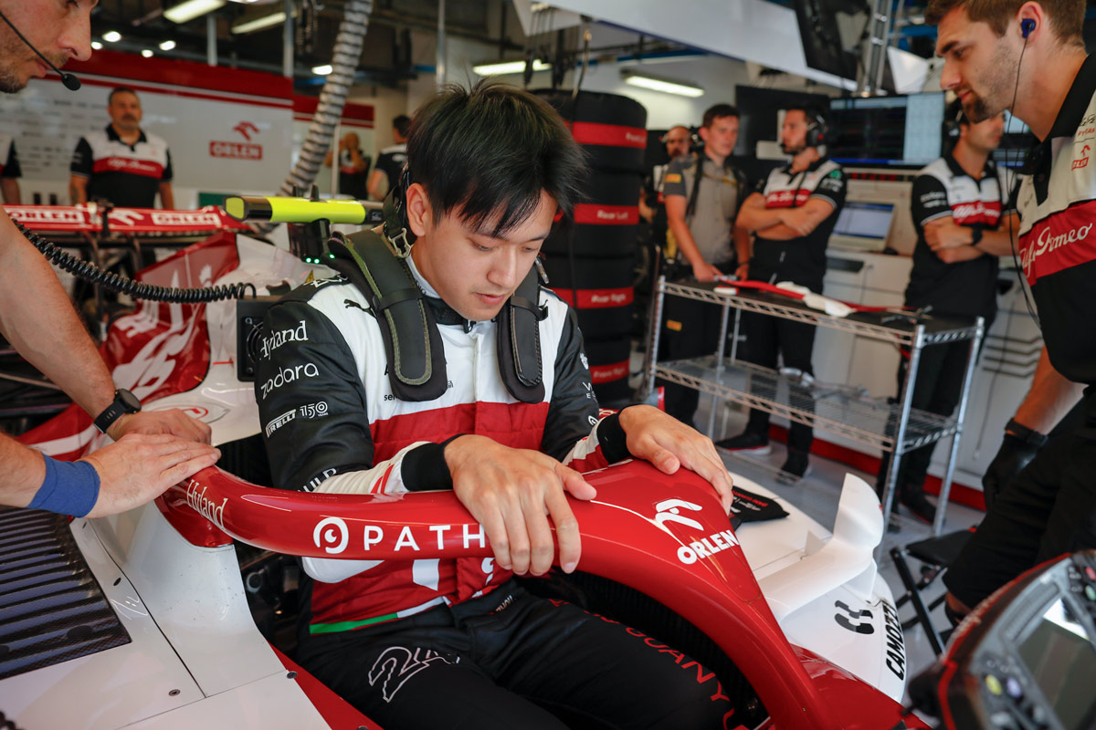 Zhou Guanyu poses for a photo during the Formula 1 Pirelli Gran Premio d'Italia 2022, Sept. 9, 2022. Antonin Vincent/DPPI