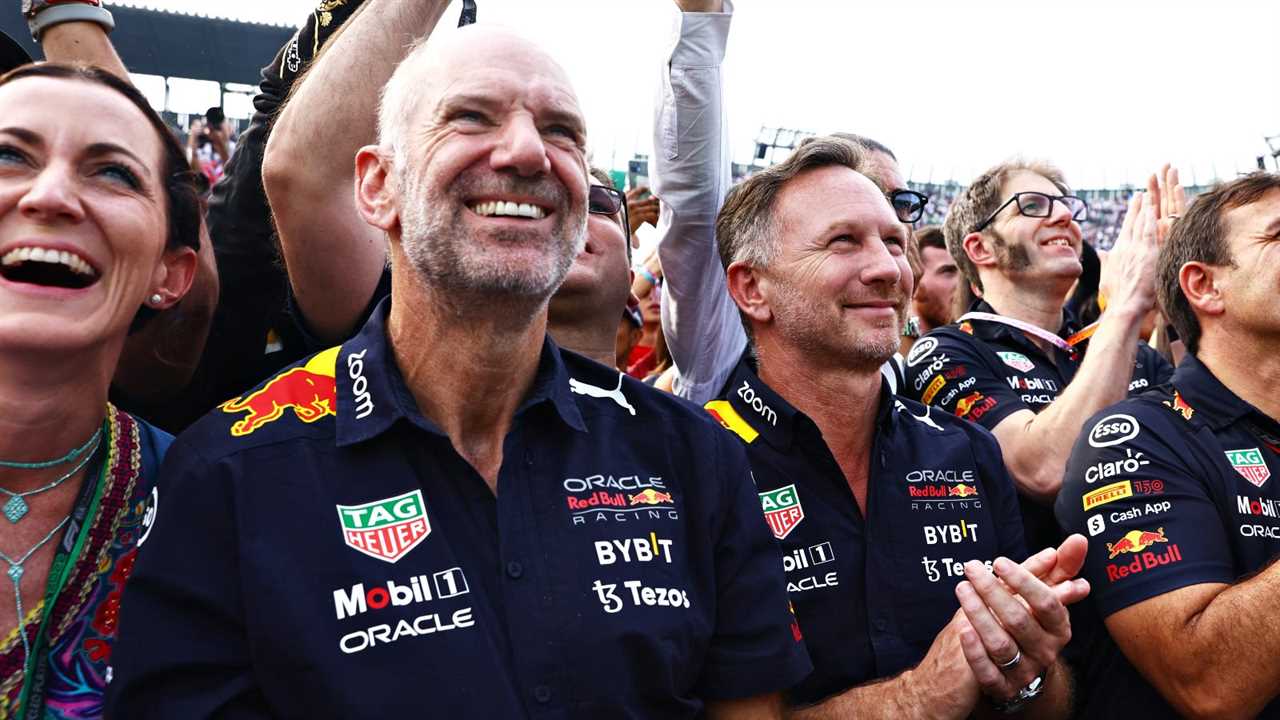 Adrian Newey smiles next to Christian Newey. Mexico, October.