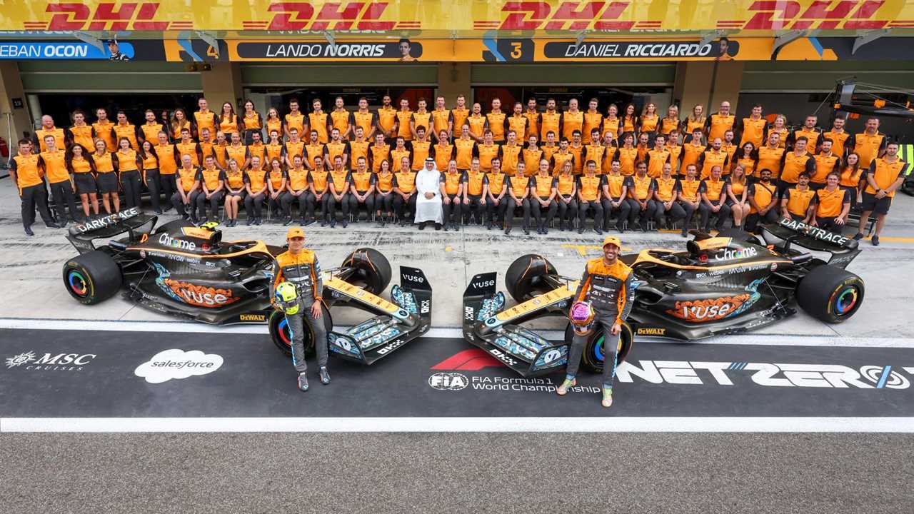 McLaren 2022 team at the Abu Dhabi Grand Prix