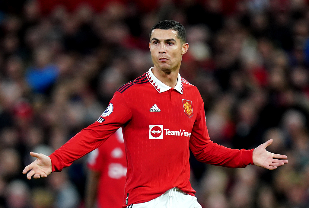 Cristiano Ronaldo of Manchester United plays during the Premier League game against West Ham United in Manchester, October 30, 2022. /CFP