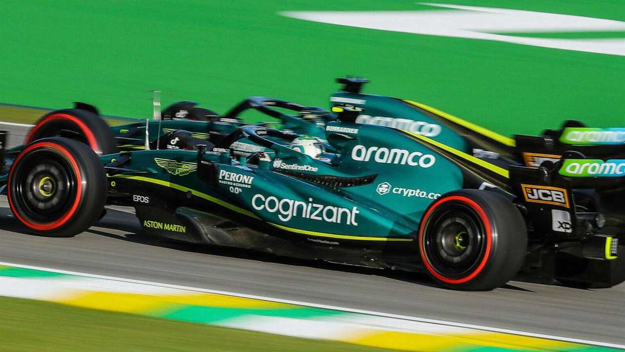 Aston Martin team-mates Sebastian Vettel and Lance Stroll together. Brazil, November 2022.