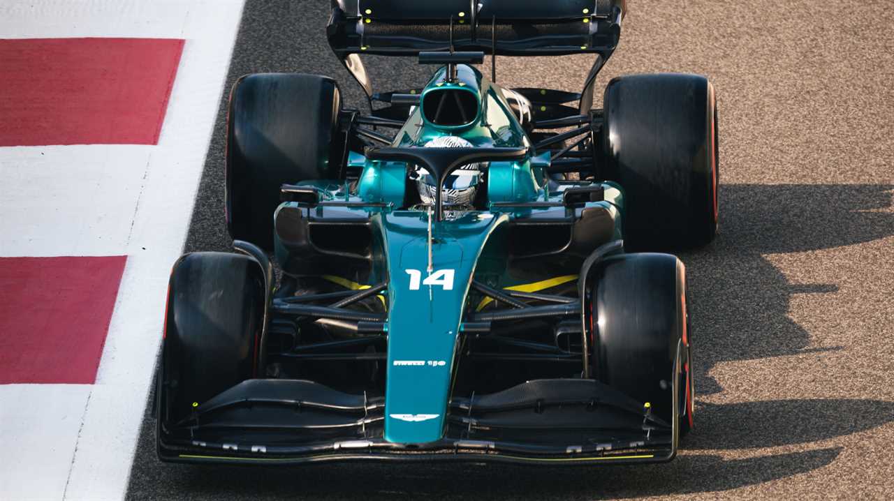 Fernando Alonso in an unbranded Aston Martin in testing. Abu Dhabi November 2022