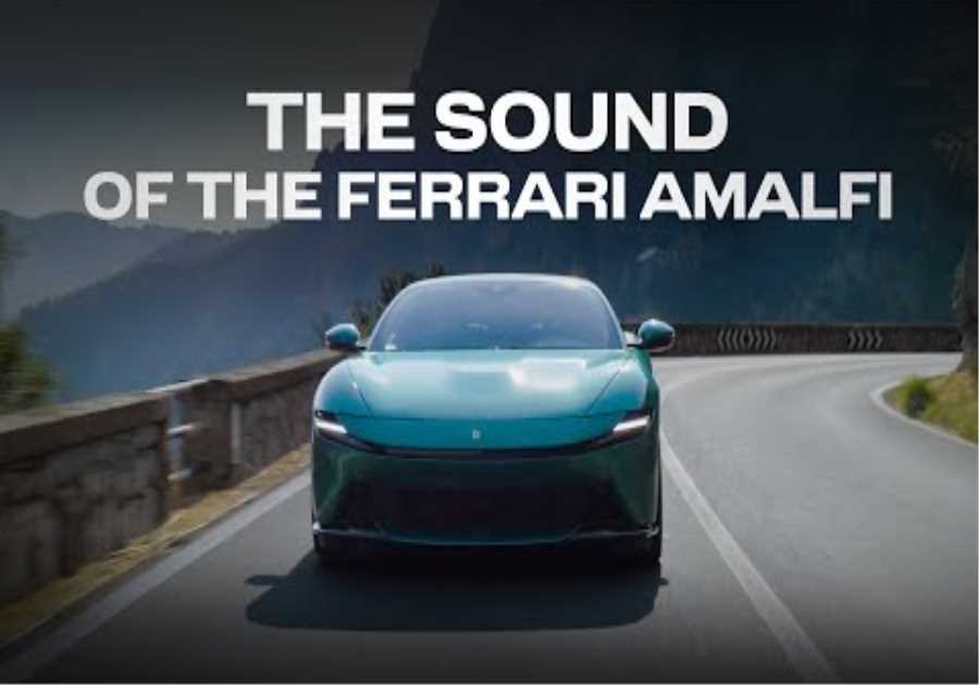 The Ferrari Amalfi roars through sunset
