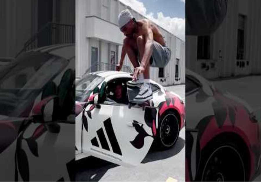 TyShawn ollies over Toto Wolff’s car. WHILE HE’S IN IT!