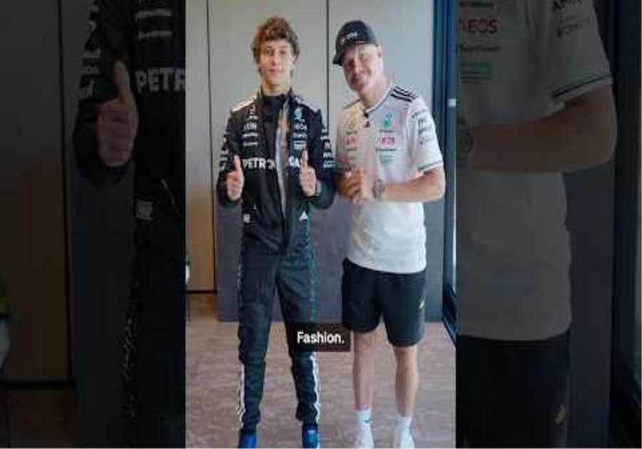 Valtteri Bottas and Kimi Antonelli explain…race suits! 🕴️😂 #f1 #formula1 #mercedesf1