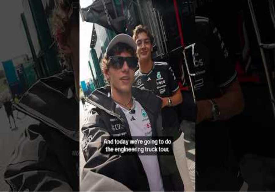 George Russell and Kimi Antonelli's Chaotic Motorhome & Engineering Trucks Tour! 🎬
