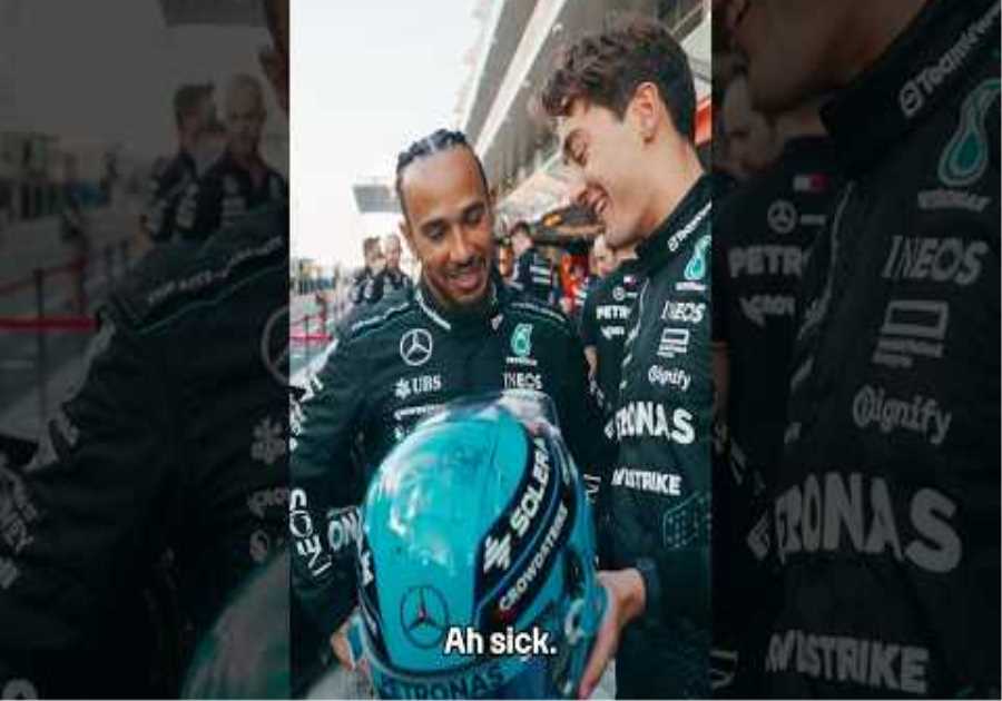 George Shows Lewis His Special Helmet 🥹
