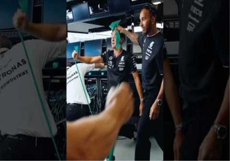Lewis almost took George’s head off 😆🏋️