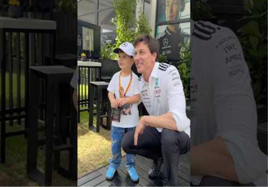 Toto meets the cutest little Mercedes fan 🥺 #f1