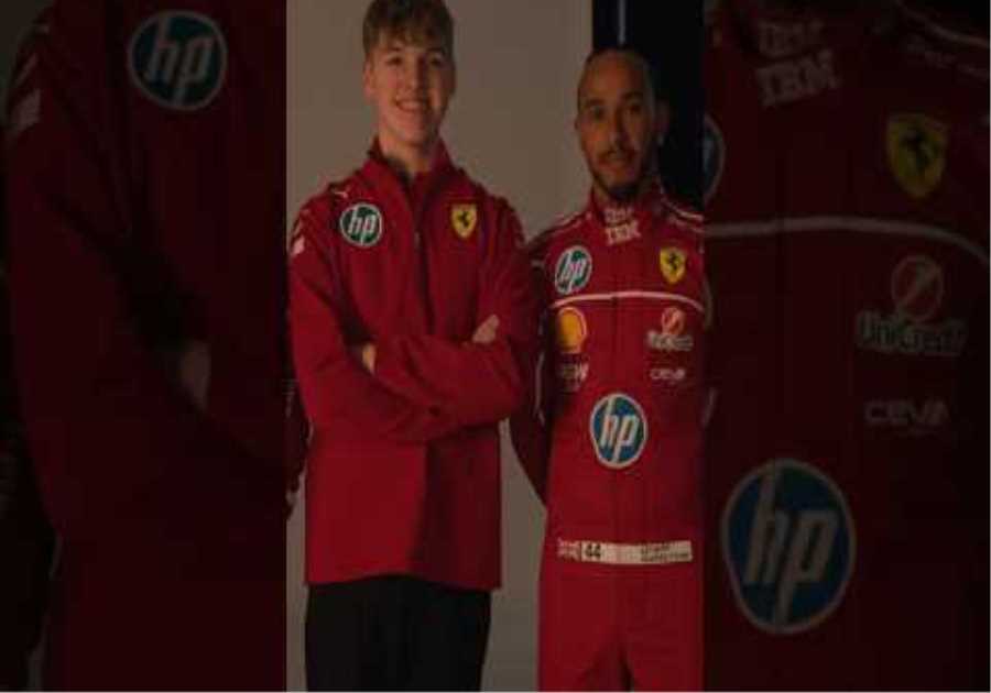 When our 2024 Ferrari HP Esports Series Champion, Luke Whitehead, met Lewis and Charles!
