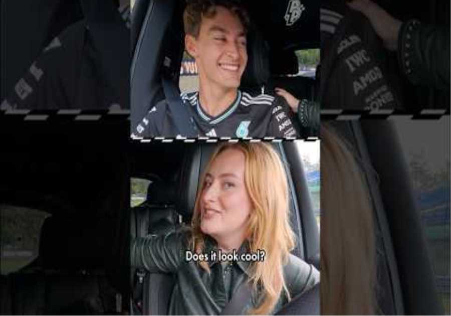 George Russell teaches Amelia Dimoldenberg how to drive! #f1 #ameliadimoldenberg #georgerussell