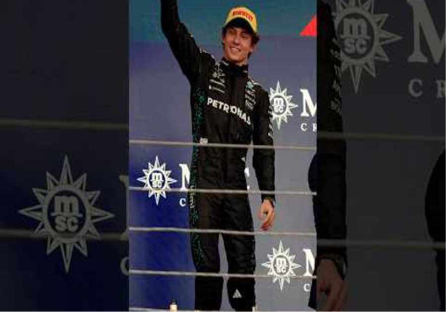 Kimi Antonelli celebrating his podium in Brasil! #mercedesf1 #kimiantonelli #brasilgp