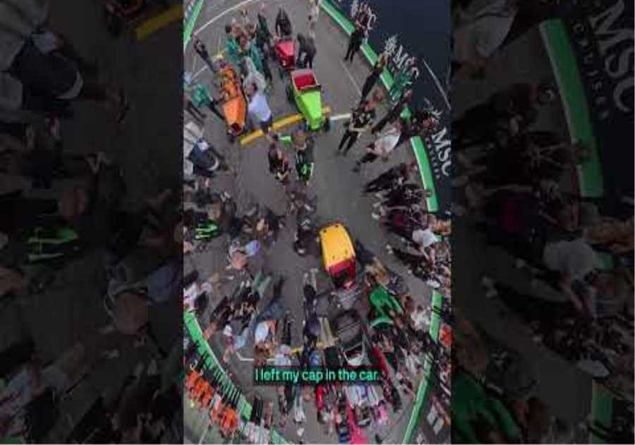 The horror on Kimi's face when he realises he's lost his cap 😱 #f1 #formula1 #mercedesf1