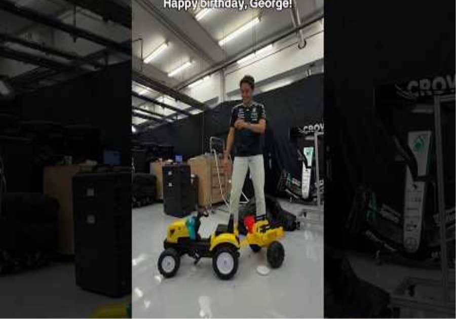 George gets his favourite childhood present! #MercedesF1 #GeorgeRussell