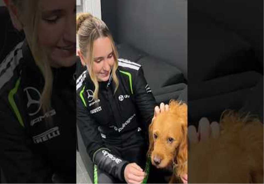 Payton is all of us when there's a dog at the photoshoot 📸🐶 #f1 #f1academy #mercedesf1