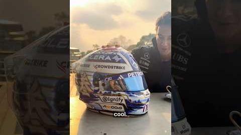 George with another epic Chinese GP special edition helmet 🩵  #f1 #formula1 #mercedesf1