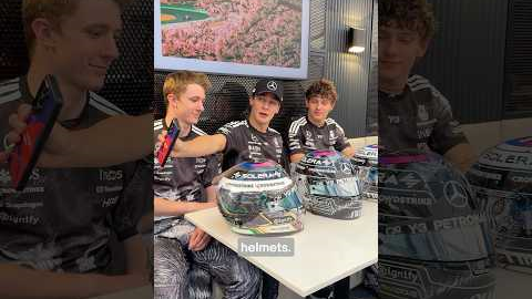 George, Kimi and Fred unbox their special Japanese GP helmets 🐺 #f1 #formula1 #mercedesf1