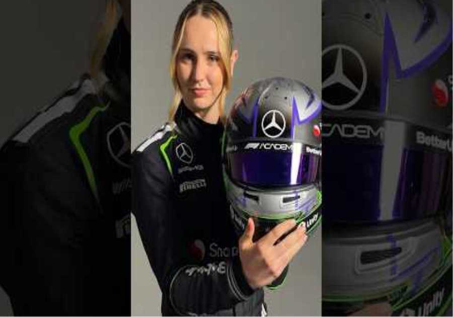 Payton unveils her awesome new 2026 F1 Academy helmet 😍😍😍 #f1 #mercedesf1 #f1academy