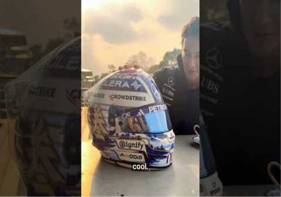 George with another epic Chinese GP special edition helmet 🩵  #f1 #formula1 #mercedesf1