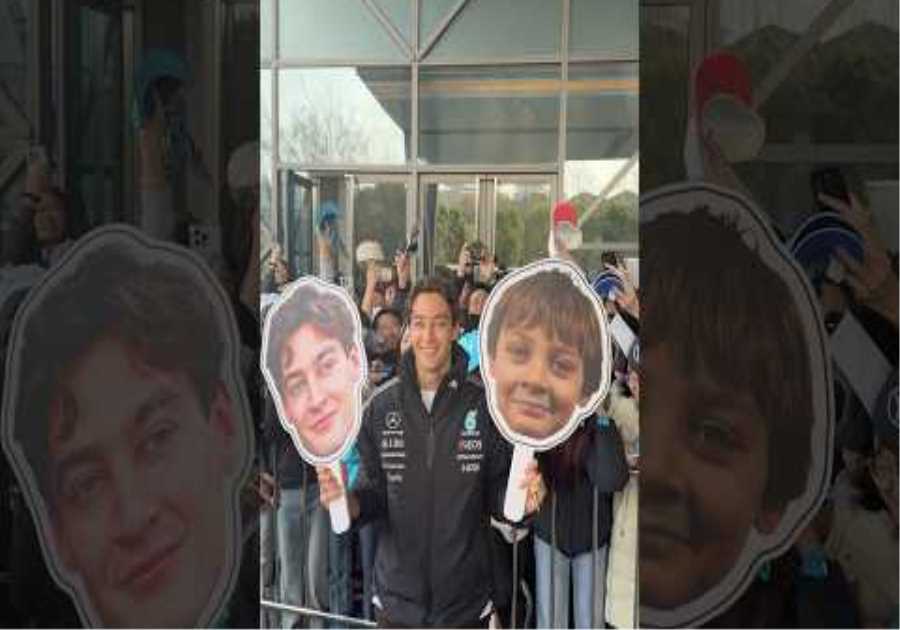 Incredible reception for George to start Chinese GP race day #f1 #formula1 #mercedesf1