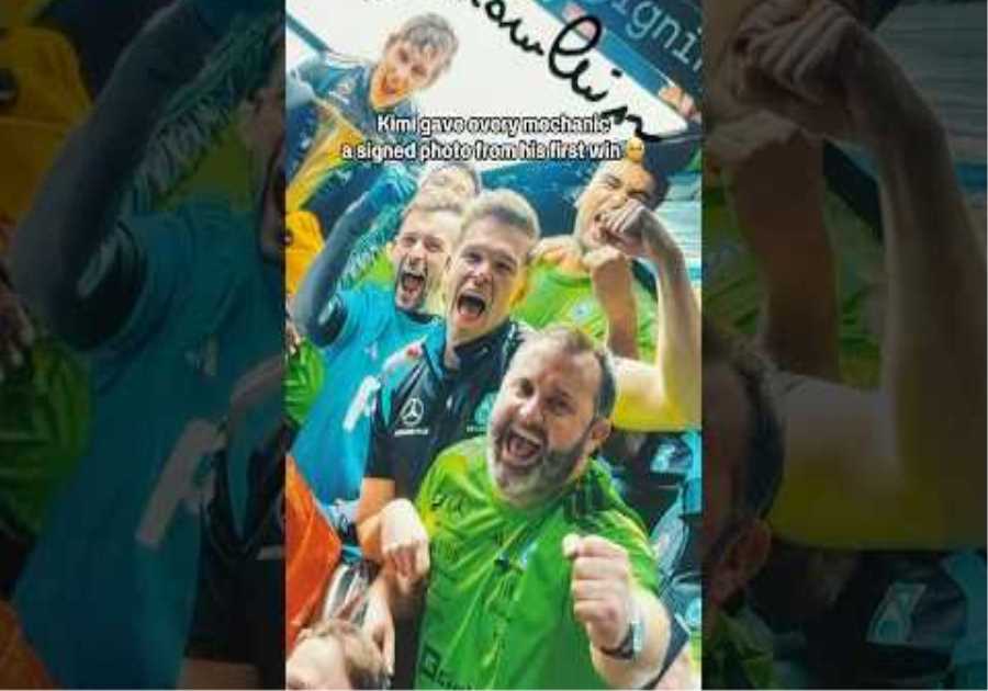 Kimi gave a signed photo to his team from his first win 🥹