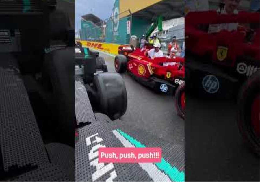 LEGO race = PURE CHAOS ⏪😂🤣 #MercedesAMGF1 #F1 #LEGO #GeorgeRussell #KimiAntonelli