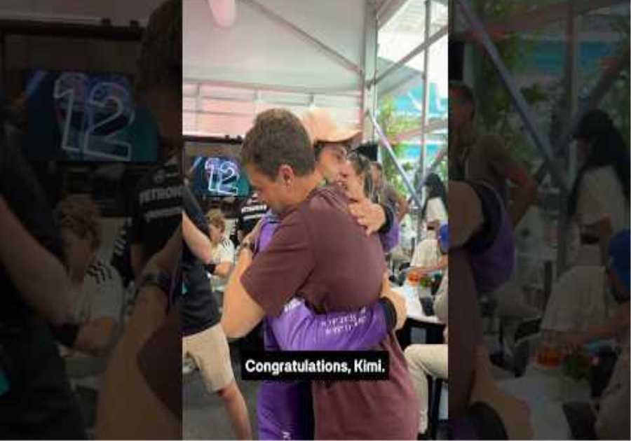 Reid Hugs Kimi after that Out of this World Pole Lap 🌍🚀 #mercedes #f1 #kimiantonelli #reidwiseman