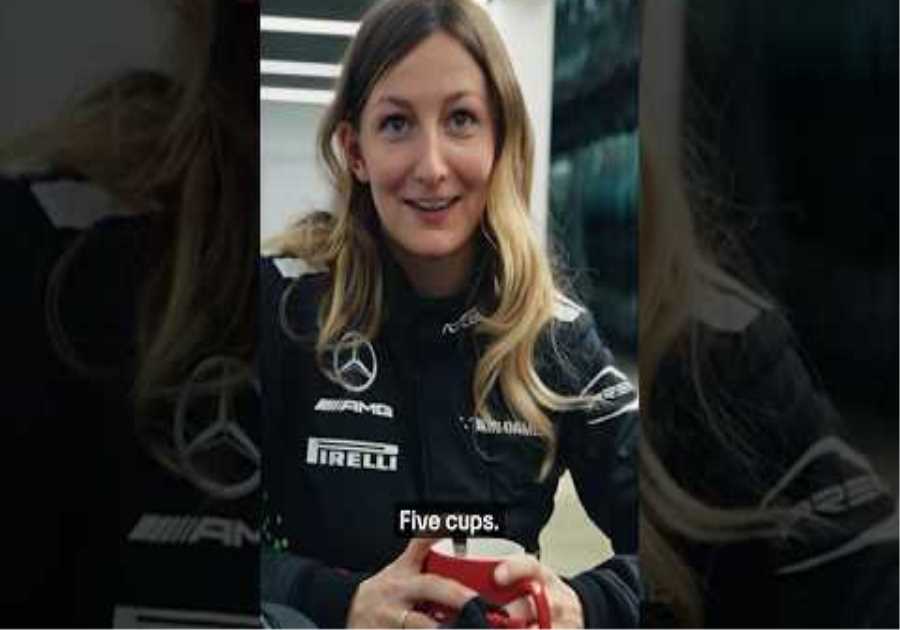 Doriane loves a good cuppa ☕ #mercedes #f1 #formula1 #dorianepin