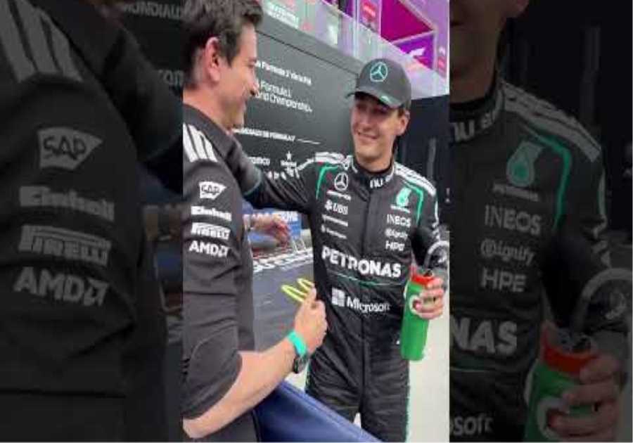 How about THAT for a Quali! Front row start tomorrow 👊 #mercedesf1 #georgerussell #f1shorts