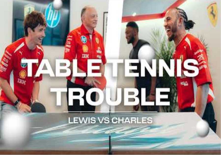 Lewis Hamilton vs Charles Leclerc in table tennis battle