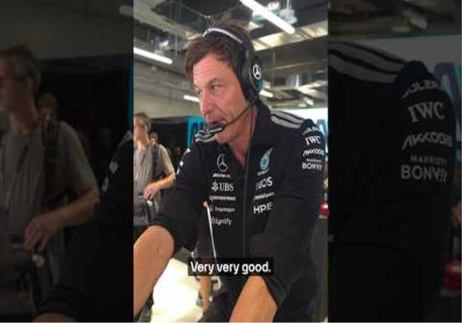 A range of reactions from the Boss to Kimi's win 😅 #f1 #mercedesf1 #totowolff