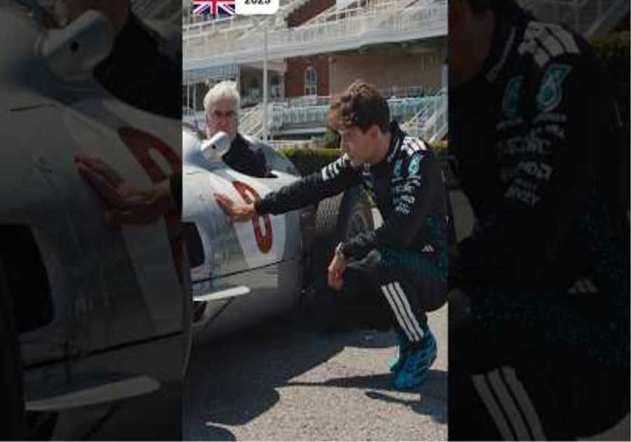 A special moment at Aintree 😍When George drove the same model W196 as Sir Stirling in 2025 🫶 #f1