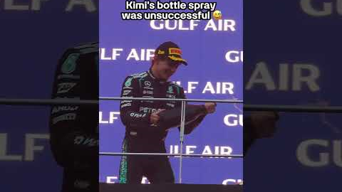 You’d think he’d have gotten the hang of this by now! 🏆🍾  #f1 #mercedesf1#kimiantonelli