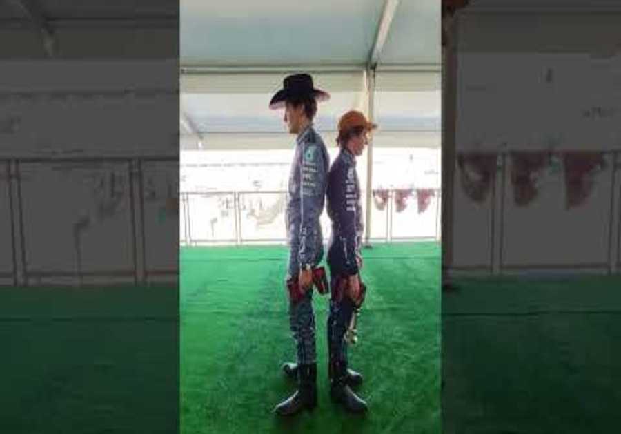 Cowboy music intensifies 🤠 #mercedesf1 #georgerussell #kimiantonelli #f1