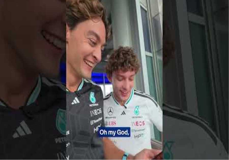 Never trusting them with our phone again 😅 #mercedesf1 #georgerussell #kimiantonelli #f1shorts